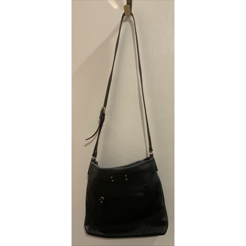 Kate Spade black Pebbled leather crossbody Shoulder bag Front Zipper Purse
